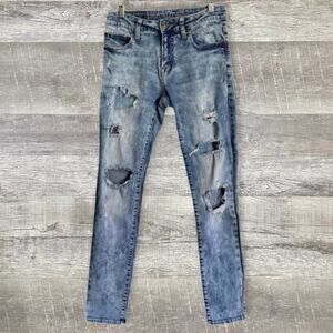 American Eagle AEO Destroyed Light Denim Jeans Mens 29 (28X28) Skinny Stretch